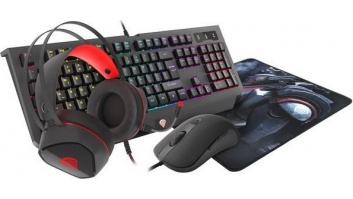 GENESIS COMBO set 4in1 cobalt 330 rgb keyboard + mouse +headphones + mousepad, us layout