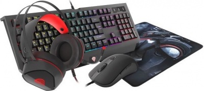 GENESIS COMBO set 4in1 cobalt 330 rgb keyboard + mouse +headphones + mousepad, us layout