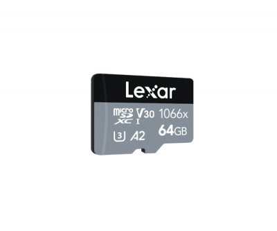 Lexar Professional 1066x UHS-I MicroSDXC, 64 GB, Flash memory class 10, Black/Gray, 120 MB/s, 160 MB/s