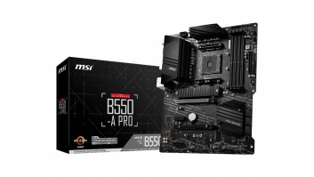 MSI B550-A PRO Processor family AMD, Processor socket AM4, DDR4 DIMM, Memory slots 4, Supported hard disk drive interfaces 	SATA, M.2, Number of SATA connectors 6, Chipset AMD B550, ATX