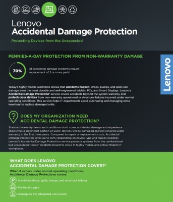 Lenovo Warranty 3Y Accidental Damage Protection One for ThinkPad X1 (Valid for computers with 3Y warranty)