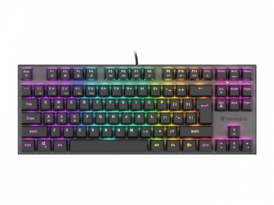 Genesis THOR 303 TKL, Mechanical Gaming Keyboard, RGB LED light, US, Black, Wired, USB Type-A