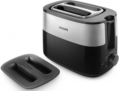 Philips Toaster HD2517/90 Daily Collection Power 830 W, Number of slots 2, Housing material Plastic, Black/Stainless Steel