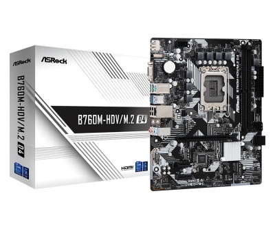 ASRock B760M-HDV/M.2 D4 Processor family Intel, Processor socket  LGA1700, DDR4 DIMM, Memory slots 2, Supported hard disk drive interfaces SATA, M.2, Number of SATA connectors 4, Chipset Intel B760, Micro ATX