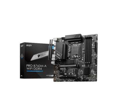 MSI B760M-A WIFI DDR4 Processor family Intel, Processor socket  LGA 1700, DDR4, Memory slots 4, Supported hard disk drive interfaces 	SATA, M.2, Number of SATA connectors 4, Chipset Intel B760, mATX