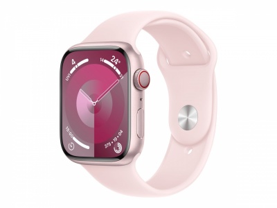 Apple Apple Watch Series 9 GPS + Cellular 45mm Pink Aluminium Case with Light Pink Sport Band - M/L