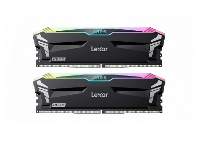 Lexar 2x16GB ARES Gaming UDIMM DDR5 7200 Memory with Black heatsink and RGB lighting Lexar