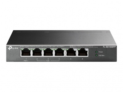 TP-LINK 6-Port Gigabit Switch with 3-Port PoE+ and 1-Port PoE++ TL-SG1006PP TP-LINK  Unmanaged Desktop