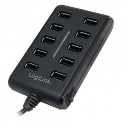 Logilink UA0125 USB Hub 10-Port USB2.0 with power adapter 3.5A, Logilink