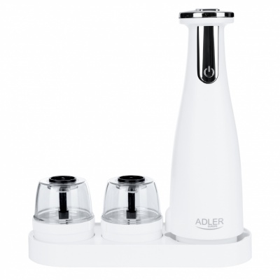 Adler | Electric Salt and pepper grinder | AD 4449w | Grinder | 7 W | Housing material ABS plastic | Lithium | Mills with ceramic querns; Charging light; Auto power off after: 3 minutes; Fully charged for 120 minutes of continuous use; Charging time: 2.5 