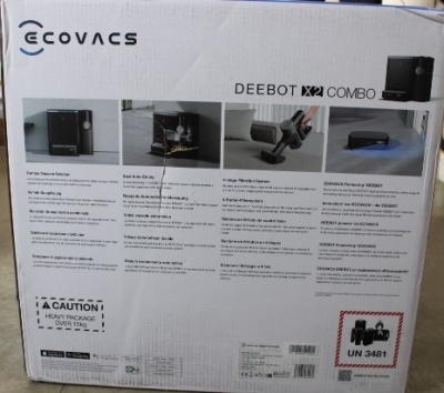 SALE OUT. Ecovacs DEEBOT X2 COMBO Vacuum cleaner,Robot+Handheld,Wet&Dry,Robot Operating 210 min,Dust bin 0,42L,6400 mAh,Black+Dual Auto-empt,DAMAGED PACKAGING, SCRATCHED ROBOT FRONT | Ecovacs Robotic Vacuum Cleaner+Handheld | DEEBOT X2 COMBO | Wet&Dry | O