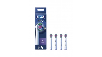 Oral-B | Replaceable toothbrush heads | EB18-4 3D White Pro | Heads | For adults | Number of brush heads included 4 | White