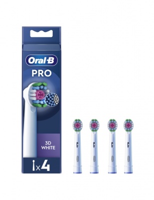 Oral-B | Replaceable toothbrush heads | EB18-4 3D White Pro | Heads | For adults | Number of brush heads included 4 | White