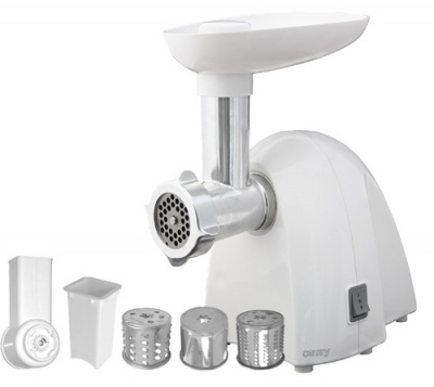 Meat mincer Camry | CR 4802 | White | 600-1500 W | Number of speeds 1 | Middle size sieve, mince sieve, poppy sieve, plunger, sausage filler, vegatable attachment.