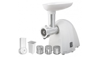 Meat mincer Camry | CR 4802 | White | 600-1500 W | Number of speeds 1 | Middle size sieve, mince sieve, poppy sieve, plunger, sausage filler, vegatable attachment.