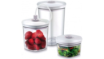 Caso | 01260 | Vacuum Canister Set | 3 canisters | White/Transparent