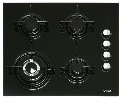 CATA | Hob | CI 631 A/A 08041412 | Gas on glass | Number of burners/cooking zones 4 | Rotary knobs | Black