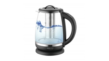 Camry | Kettle | CR 1290 | Standard | 2200 W | 2 L | Plastic/glass | 360° rotational base | Black/Transparent