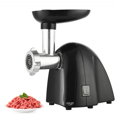 Adler | Meat mincer | AD 4811 | Black | 600 W | Number of speeds 1 | Throughput (kg/min) 1.8 | 3 replaceable sieves: 3mm for grinding poppies and preparing meat and vegetable stuffing; 5mm for meatballs, Roman roast and beef burgers; 7mm for coarsely grou