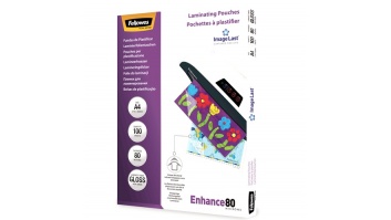 Fellowes | Laminating Pouch PREMIUM | A4 | Clear | Enhance 80 Micron thickness, 216x303 mm - A4, 100 pcs; Unique directional arrow quality mark disappears when laminated.