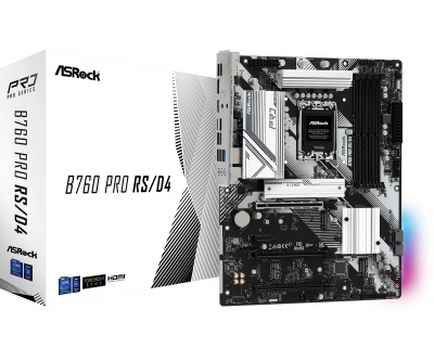 ASRock | B760 PRO RS/D4 | Processor family Intel | Processor socket  LGA1700 | DDR4 DIMM | Memory slots 4 | Supported hard disk drive interfaces SATA, M.2 | Number of SATA connectors 4 | Chipset Intel B760 | ATX