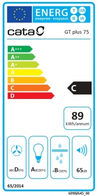 CATA | Hood | GT-PLUS 75 X /M | Energy efficiency class C | Canopy | Width 79.2 cm | 645 m³/h | Mechanical control | Stainless Steel | EcoLed