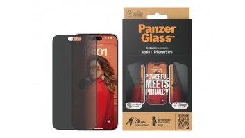 PanzerGlass | Screen protector | Apple | iPhone 15 Pro | Glass | Black | Ultra-Wide Fit w. EasyAligner