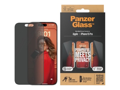 PanzerGlass | Screen protector | Apple | iPhone 15 Pro | Glass | Black | Ultra-Wide Fit w. EasyAligner