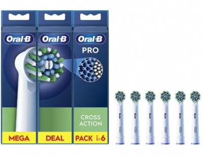 Oral-B | Replaceable toothbrush heads | EB50RX-6 Cross Action Pro | Heads | For adults | Number of brush heads included 6 | White