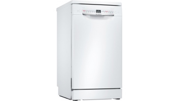 Bosch | Dishwasher | SPS2HMW58E | Free standing | Width 45 cm | Number of place settings 10 | Number of programs 6 | Energy efficiency class E | Display | AquaStop function | White