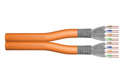 Digitus CAT 7 S-FTP installation cable, 1200 MHz Dca (EN 50575), AWG 23/1, 100 m ring, DX, Orange | Digitus