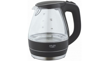 Kettle | Adler | Kettle | AD 1224 | Standard | 2000 W | 1.5 L | Glass | 360° rotational base | Black