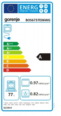 Gorenje | Oven | BOS6737E06WG | 77 L | Multifunctional | EcoClean | Mechanical control | Steam function | Height 59.5 cm | Width 59.5 cm | White