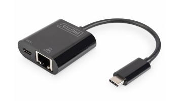 Digitus | USB-Type-C Gigabit Ethernet Adapter + PD with power delivery function | DN-3027 | Black | USB-C port to a Gigabit network connection