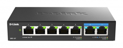 D-Link | 7-Port Multi-Gigabit Unmanaged Switch | DMS-107/E | Unmanaged | Desktop | Power supply type External