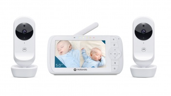 Motorola | Video Baby Monitor - Two camera pack | VM35-2 5.0" | 5.0" diagonal color screen; 5 x preloaded lullabies; Two-way talk; Room temperature monitoring; Infrared night vision; LED sound level indicator; 2.4GHz FHSS wireless technology for in-home v