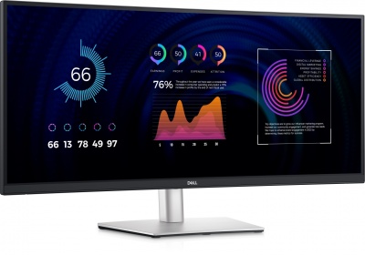 Dell | Ultrawide Curved Monitor | P3424WE | 34 " | IPS | WQHD | 21:9 | 60 Hz | 5 ms | 3440 x 1440 | 300 cd/m² | HDMI ports quantity 1 | Silver, Black