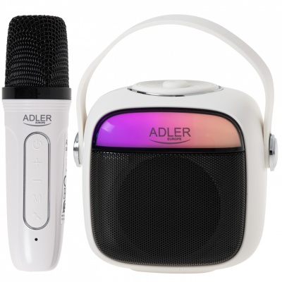 Adler AD 1199W Karaoke Speaker With Microphone, White