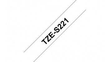 Brother | TZe-S221 Strong Adhesive Laminated Tape | Black on White | TZe | 8 m | 9 cm