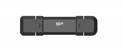 SILICON POWER DS72 Dual USB-C/USB 3.2 Gen 2 Portable External SSD, 500GB, Black