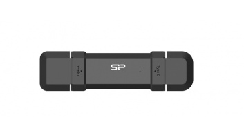 SILICON POWER DS72 Dual USB-C/USB 3.2 Gen 2 Portable External SSD, 500GB, Black