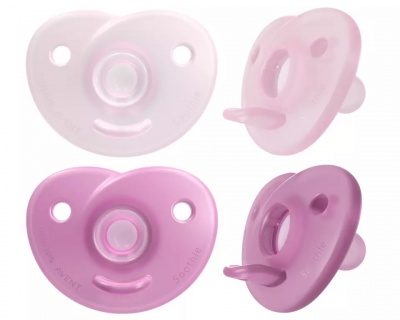 Philips Avent Soothie silikona māneklītis ar silikona vairogu, 0-6M, 2 gab., meitenēm