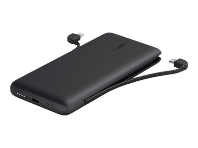 Belkin | BOOST CHARGE Plus Power Bank | 10000 mAh | Integrated LTG and USB-C cables | Black