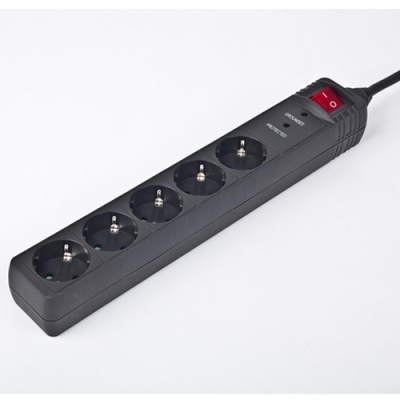 Surge Protector SPG5-C-10/ 3 m/ 5 Sockets/ Black