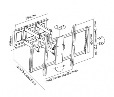 Sunne | Wall Mount | 60-100-EA | 60-100 " | Maximum weight (capacity) 80 kg | Black