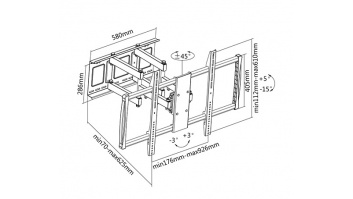 Sunne | Wall Mount | 60-100-EA | 60-100 " | Maximum weight (capacity) 80 kg | Black