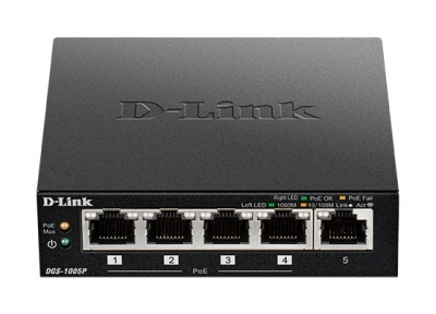 D-Link | Switch | DGS-1005P | Unmanaged | Desktop | 1 Gbps (RJ-45) ports quantity 5 | PoE ports quantity 4 | Power supply type External