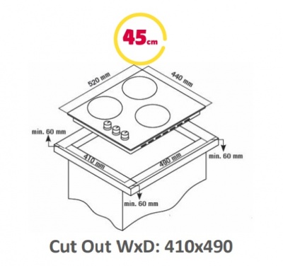 Simfer | Hob | H4.305.HGSBB | Gas on glass | Number of burners/cooking zones 3 | Rotary knobs | White