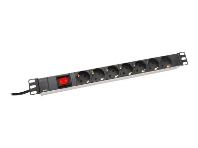 Aluminum outlet strip with switch | DN-95402 | Sockets quantity 7