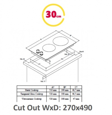 Simfer | Hob | H3.200.VGRIM | Gas | Number of burners/cooking zones 2 | Rotary knobs | Stainless steel